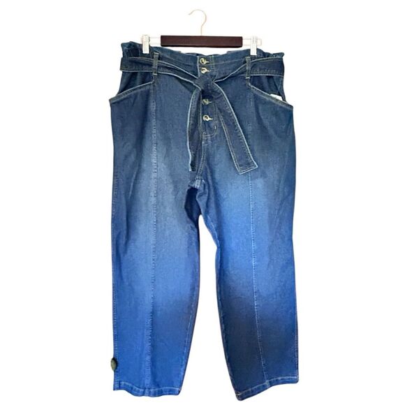 Time and Tru Denim - NWT TIME AND TRU Women’s Wide Leg Button Fly High Rise Pockets Elastic Waist 20